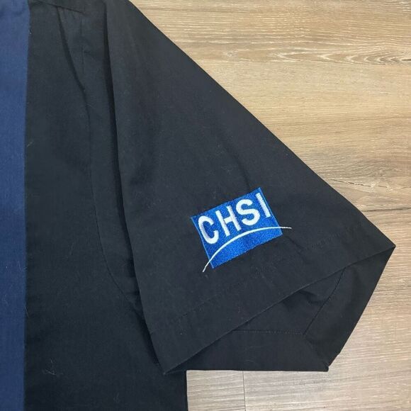 Vintage Men's L Rolling Stones Embroidered Bowling Shirt Blue Retro Wide Stripe - Picture 4 of 6